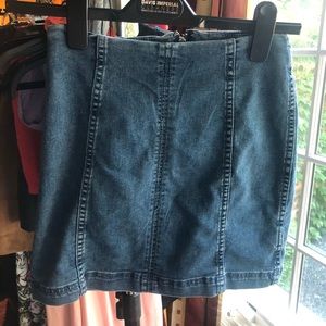 Free people stretchy jean skirt